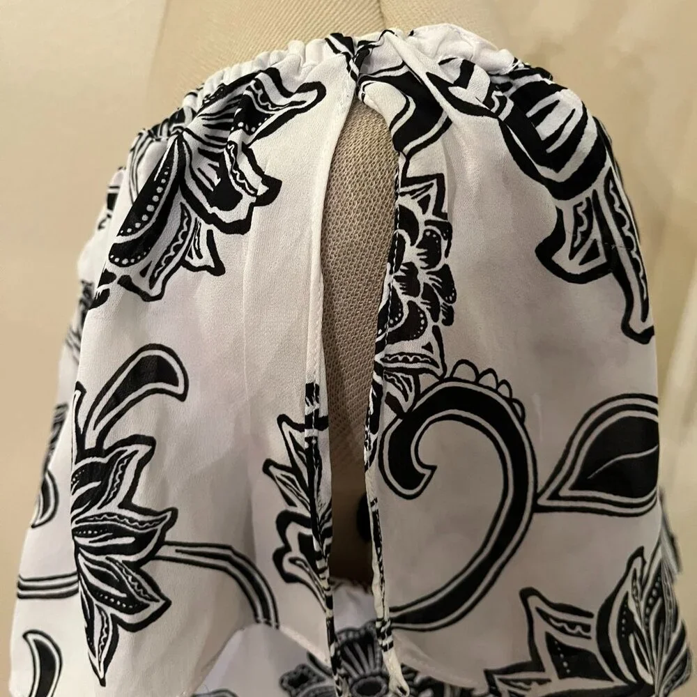 WHBM Floral Silk Top with Ruffle Neckline - Picture 3 of 6